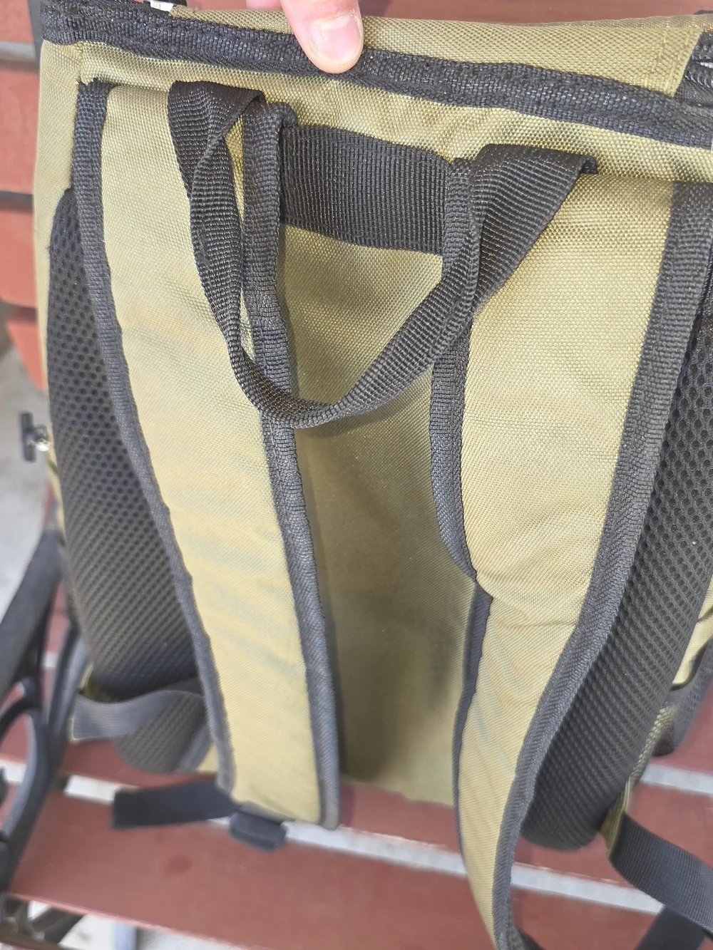 Olive Green and Brown Men's Backpack Cooler